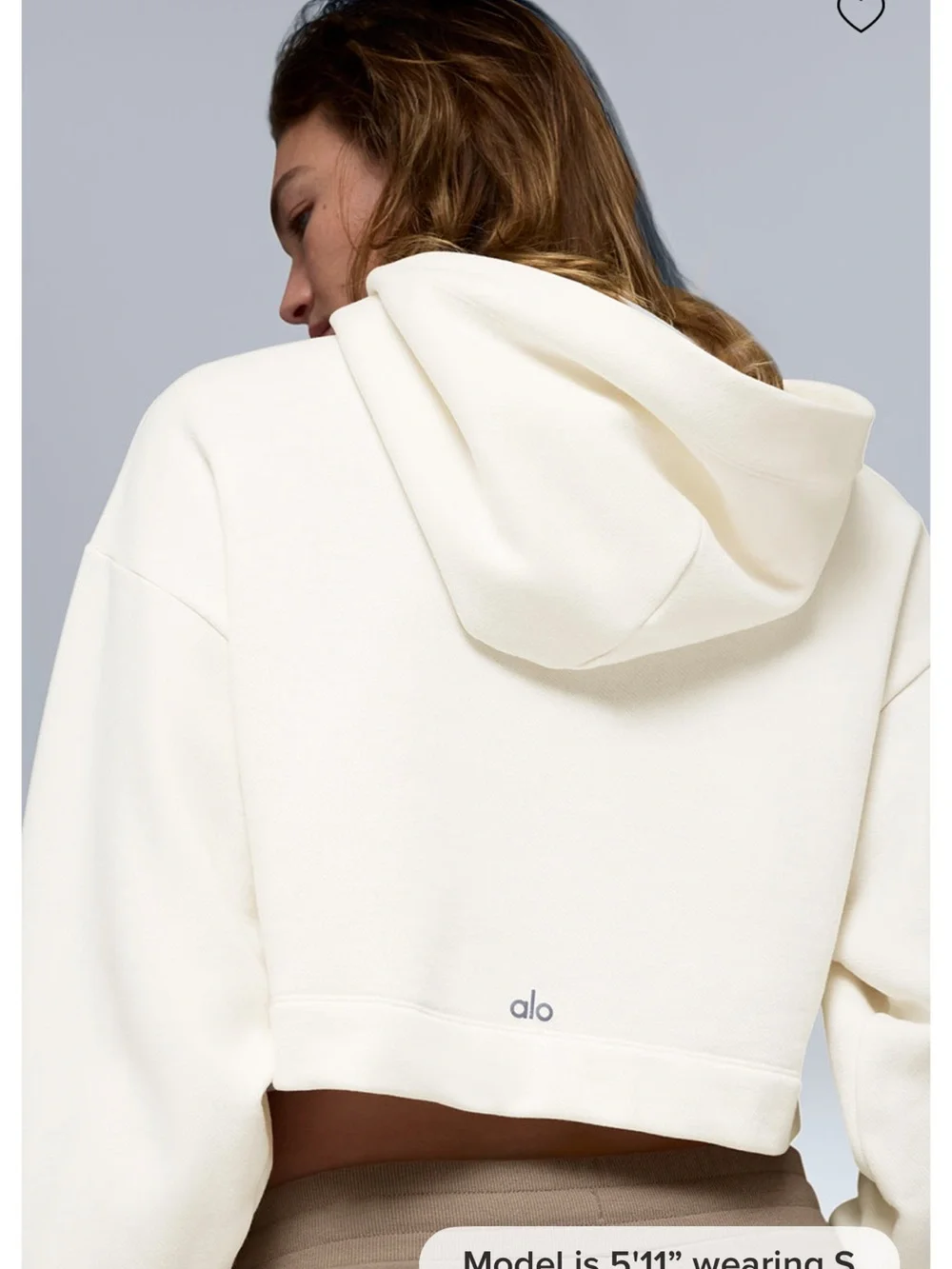 ALO Yoga Cropped Ivory Hoodie
